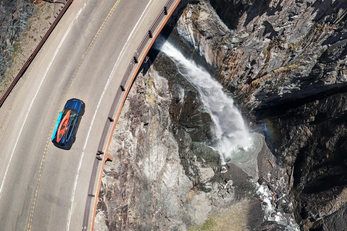 Subaru Outback aerial waterfall